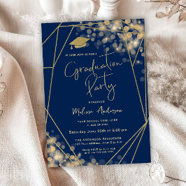 Elegant Graduation Party Navy Blue Einladung