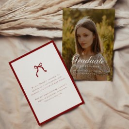 Elegant Graduation Photo Coquette Wine Red Ankündigung