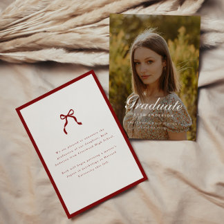 Elegant Graduation Photo Coquette Wine Red Ankündigung
