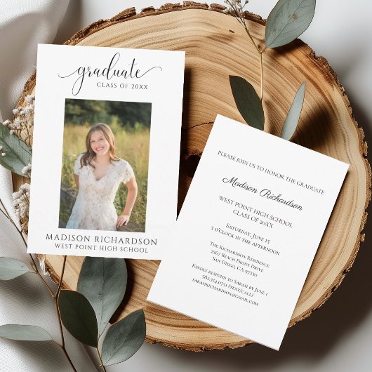 Elegant Graduation Photo Open House Invitation Einladung