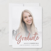 Elegant Graduation Script 2 Photos Announcement Einladung (Vorderseite)