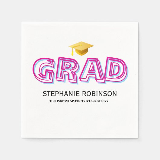 Elegant Graduation Tassel White Napkins Serviette (Vorderseite)
