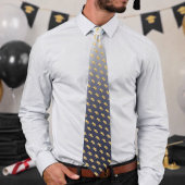 Elegant Graduation Tie Gold Mortarboard Pattern Krawatte