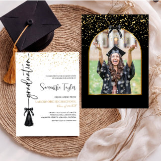 Elegant Graduation with Photo Invitation Einladung