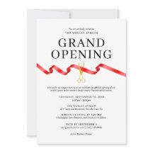 Elegant Grand Opening Einladung mit Red Ribbon