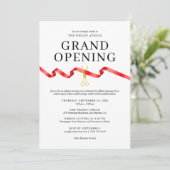 Elegant Grand Opening Einladung mit Red Ribbon (Stehend Vorderseite)
