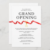 Elegant Grand Opening Einladung mit Red Ribbon (Vorne/Hinten)