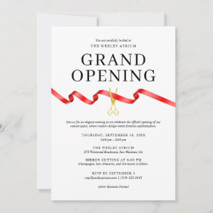 Elegant Grand Opening Einladung mit Red Ribbon