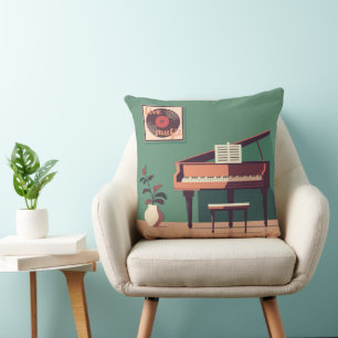 Elegant Grand Piano Throw Kissen