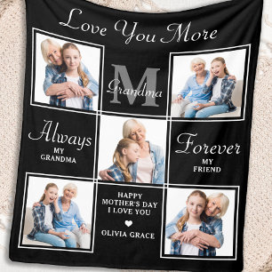 Elegant GRANDMA 5 Foto Collage Monogram Poem Flee Fleecedecke