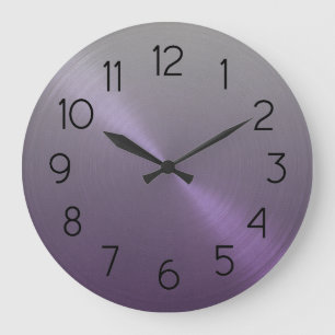 Elegant grau bis Lila Ombre Gradient Große Wanduhr