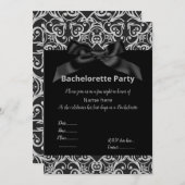 ELEGANT GRAU BLACK BOW BACHELORETTE INVITE EINLADUNG (Vorne/Hinten)