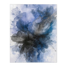Elegant Grau & Blau abstraktes Blumenmotiv 