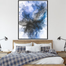 Elegant Grau & Blau abstraktes Blumenmotiv 