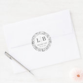 Elegant Grau Botanisch Runder Aufkleber (Umschlag)