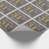 Elegant, grau, Imitate Gold 31. Geburtstag + Name Geschenkpapier (Ecke)