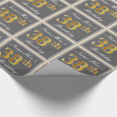 Elegant, grau, Imitate Gold 38. Geburtstag + Name Geschenkpapier (Ecke)