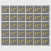 Elegant, grau, Imitate Gold 44. Geburtstag + Name Geschenkpapier (Flach)