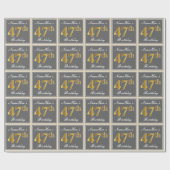 Elegant, grau, Imitate Gold 47. Geburtstag + Name Geschenkpapier (Flach)
