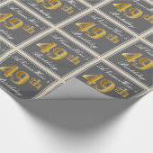 Elegant, grau, Imitate Gold 49. Geburtstag + Name Geschenkpapier (Ecke)