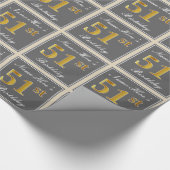 Elegant, grau, Imitate Gold 51. Geburtstag + Name Geschenkpapier (Ecke)