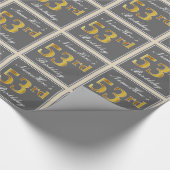 Elegant, grau, Imitate Gold 53. Geburtstag + Name Geschenkpapier (Ecke)