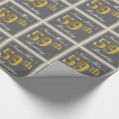 Elegant, grau, Imitate Gold 59. Geburtstag + Name Geschenkpapier (Ecke)