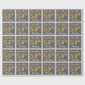 Elegant, grau, Imitate Gold 59. Geburtstag + Name Geschenkpapier (Flach)