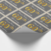 Elegant, grau, Imitate Gold 60. Geburtstag + Name Geschenkpapier (Ecke)