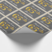 Elegant, grau, Imitate Gold 65. Geburtstag + Name Geschenkpapier (Ecke)