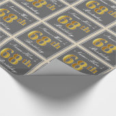 Elegant, grau, Imitate Gold 68. Geburtstag + Name Geschenkpapier (Ecke)