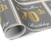 Elegant, grau, Imitate Gold 70. Geburtstag + Name Geschenkpapier (Rolleneckpunkt)