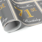 Elegant, grau, Imitate Gold 71. Geburtstag + Name Geschenkpapier (Rolleneckpunkt)
