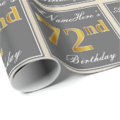 Elegant, grau, Imitate Gold 72. Geburtstag + Name Geschenkpapier (Rolleneckpunkt)