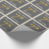 Elegant, grau, Imitate Gold 7. Geburtstag; Individ Geschenkpapier (Ecke)