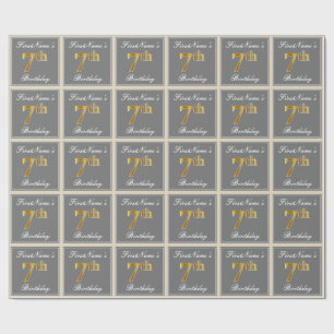 Elegant, grau, Imitate Gold 7. Geburtstag; Individ Geschenkpapier