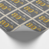 Elegant, grau, Imitate Gold 80. Geburtstag + Name Geschenkpapier (Ecke)