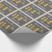 Elegant, grau, Imitate Gold 84. Geburtstag + Name Geschenkpapier (Ecke)