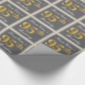Elegant, grau, Imitate Gold 95. Geburtstag + Name Geschenkpapier (Ecke)