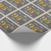 Elegant, grau, Imitate Gold 96. Geburtstag + Name Geschenkpapier (Ecke)