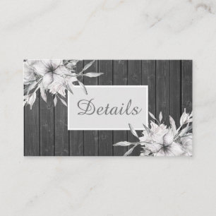 Elegant grau rustikal. Angaben zur Hochzeit Begleitkarte