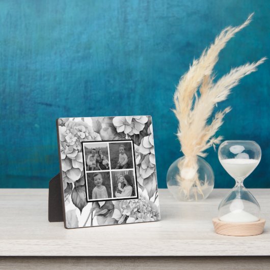 Elegant, grau, schwarz, Aquarellblüte Fotoplatte (InSitu)