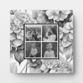 Elegant, grau, schwarz, Aquarellblüte Fotoplatte (Vorderseite)