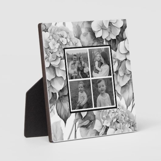 Elegant, grau, schwarz, Aquarellblüte Fotoplatte (Vorderseite)