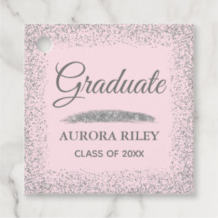 Elegant Grau Silber Glitter Blush Rosa Abschluss Geschenkanhänger