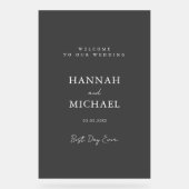 Elegant, grau-transparent, minimalistisch, Hochzei Acrylschild (Vorderseite)