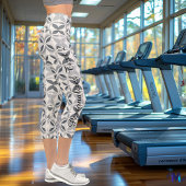 Elegant, grau und weiß, geometrisch anpassbar capri leggings