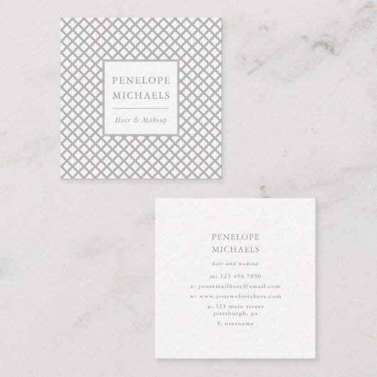 Elegant, grau und weiß geometrisch quadratische visitenkarte (Vorne/Hinten)