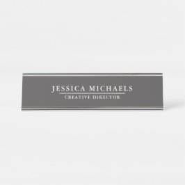 Elegant, grau und weiß schreibtischnamensplakette