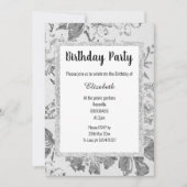 ELEGANT GRAU WHITE Marble Floral Glitzer Geburtsta Einladung (Vorderseite)